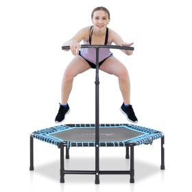 4.5ft Exercise Trampoline, Portable & Foldable Fitness Trampoline Rebounder with 3-Level Adjustable T-Bar, Great for Adults Kids Working Out, Blu (Option: Blue and Black-1090x660x130 mm)