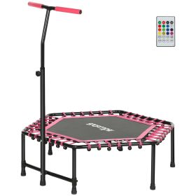 45" Rebounder Trampoline for Adults, Quiet Bungee Rebounder with LED Lights and Adjustable Handle, Pink (Option: Pink-950x410x85 mm)