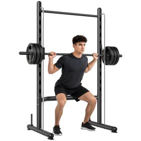 Squat Rack with Pull Up Bar and Barbell Bar Adjustable Bench Press Multi-Function Weight Lifting Half Rack Black (Option: Black, Silver-2160x285x100 mm)